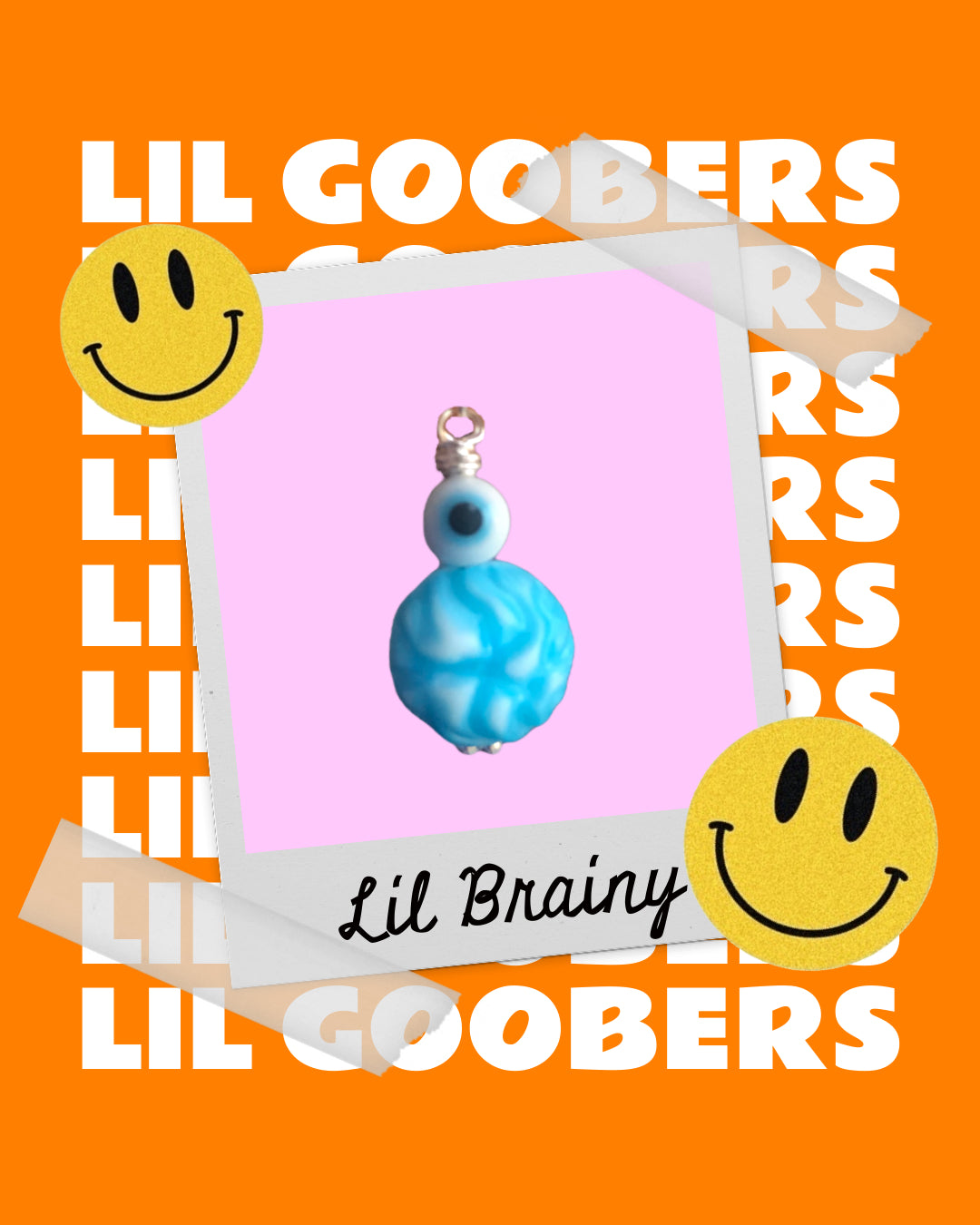 SAMPLE Lil Goobers: Lil Brainy Charm Seed Bead Necklace