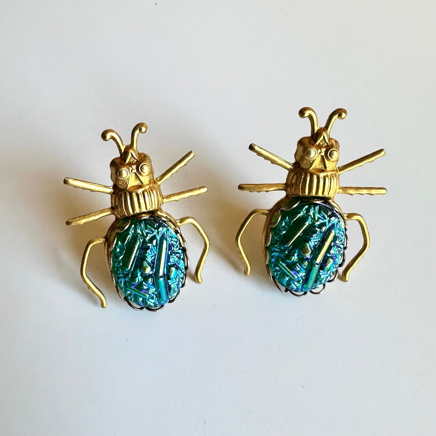 BEETLE EARRINGS - IRIDESCENT BLUE