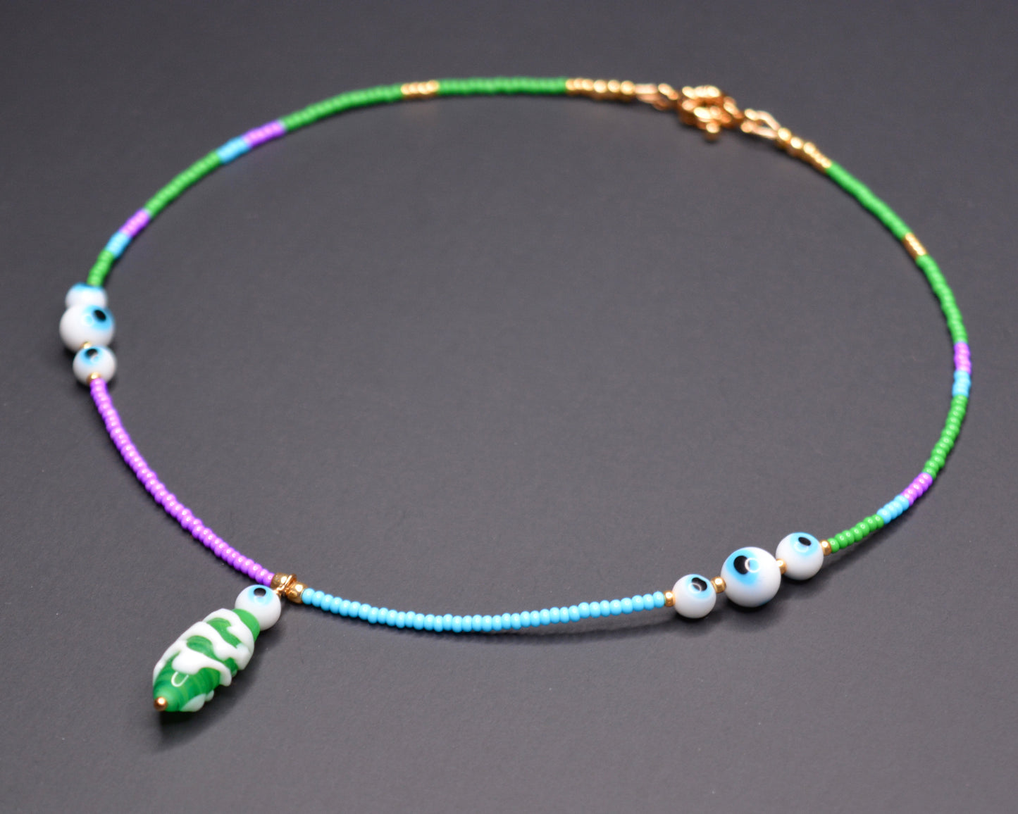 SAMPLE Lil Goobers: Lil Stinky Charm Seed Bead Necklace