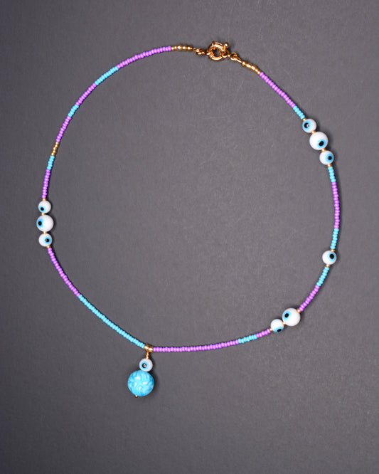 SAMPLE Lil Goobers: Lil Brainy Charm Seed Bead Necklace