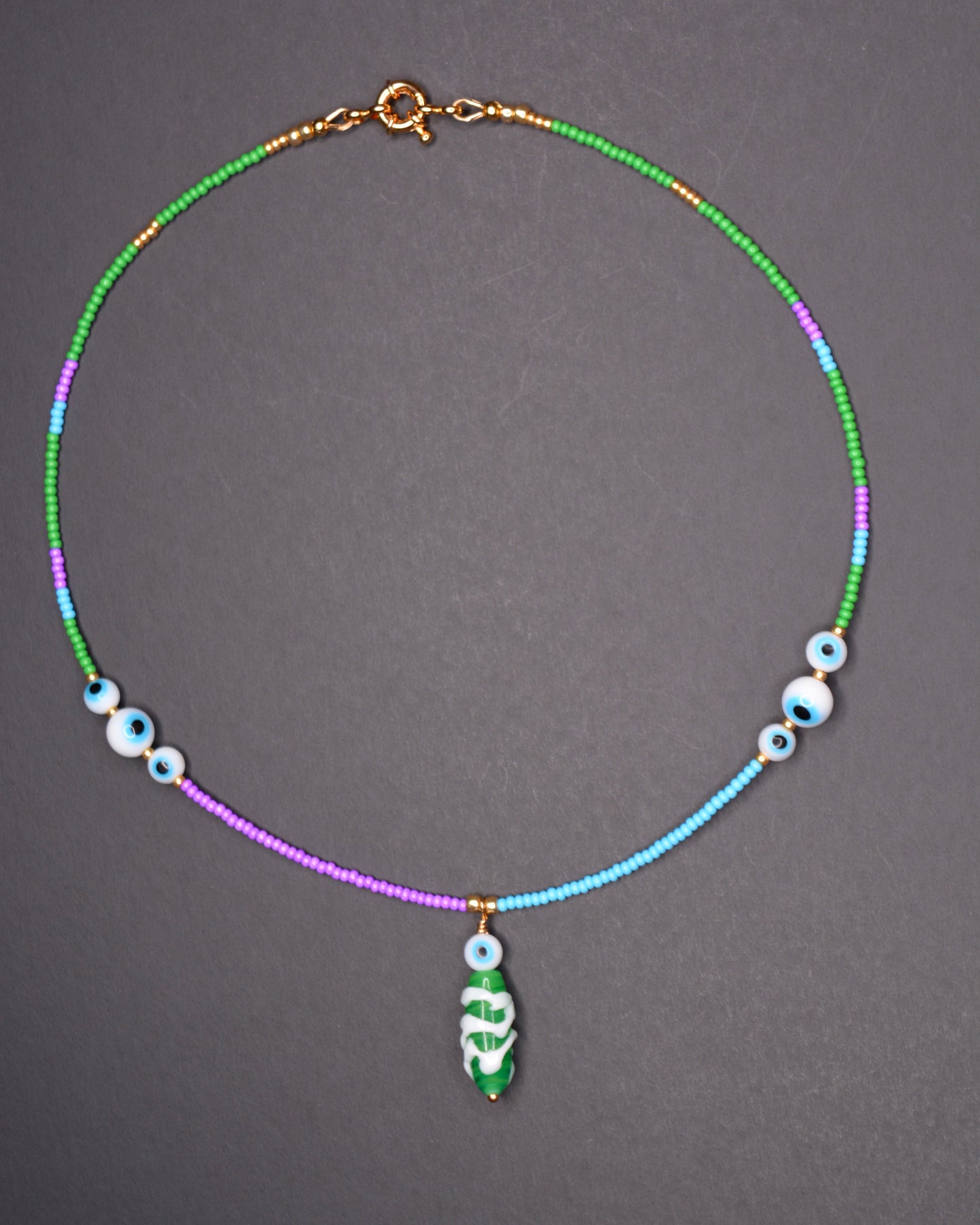 SAMPLE Lil Goobers: Lil Stinky Charm Seed Bead Necklace